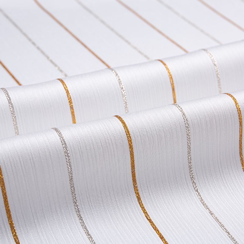 Satin Crepe Gold Stripe Fabric