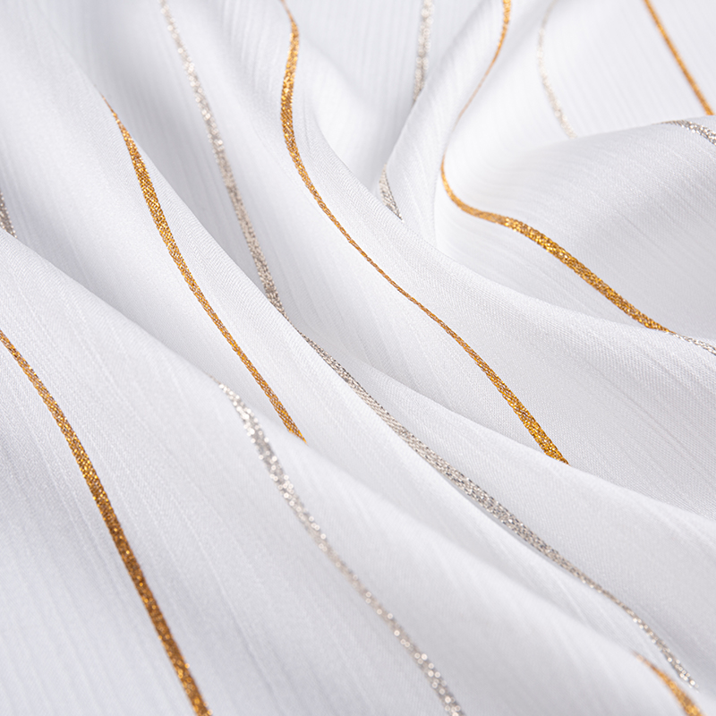 Satin Crepe Gold Stripe Fabric