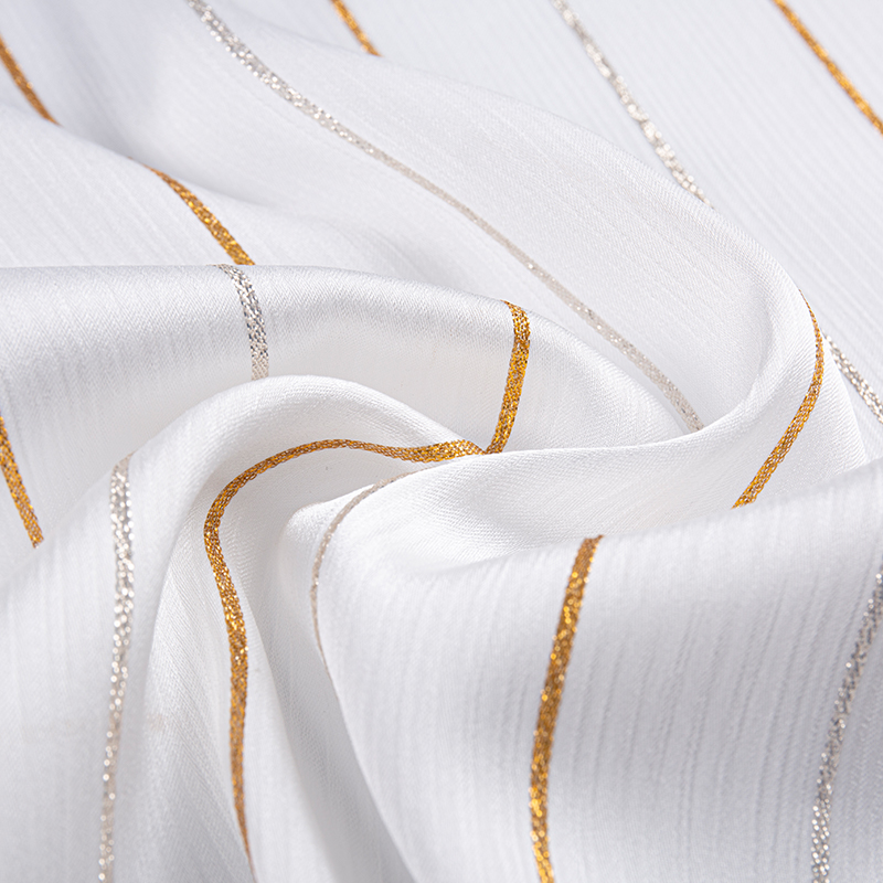 Satin Crepe Gold Stripe Fabric