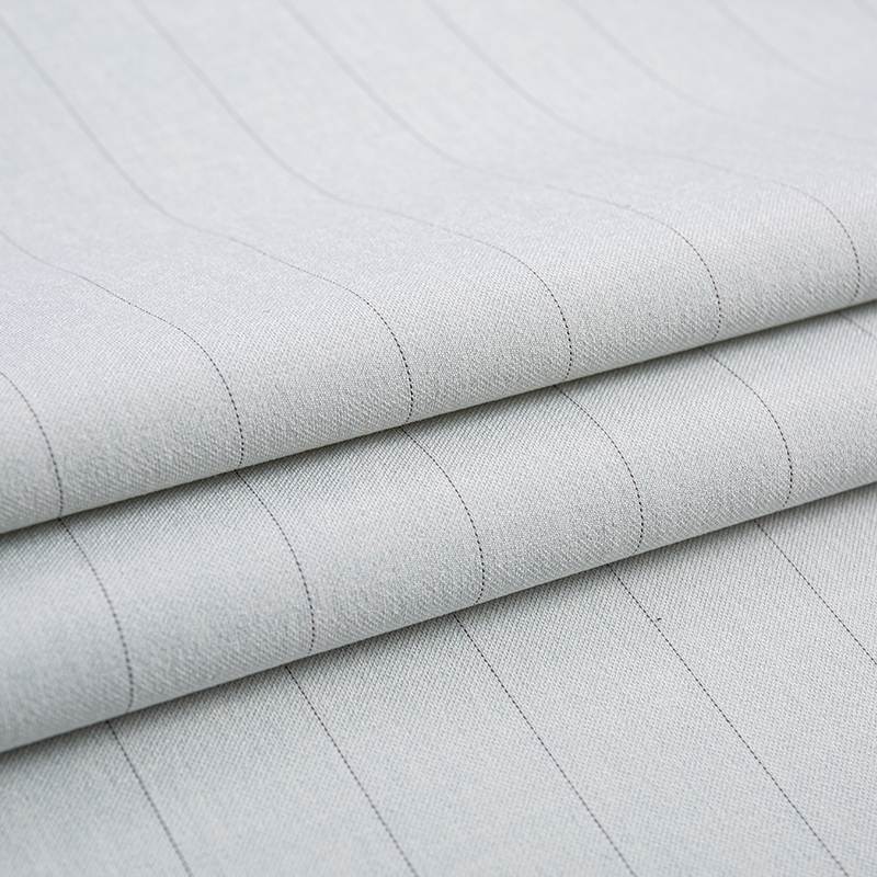 Leisure Silk Rayon Narrow Stripe Grayish White Fabric