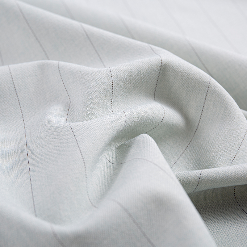 Leisure Silk Rayon Narrow Stripe Grayish White Fabric